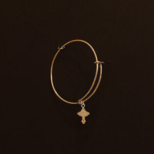 Bangle Bracelet, Pure Silver, with Small 4S Serbian Cross