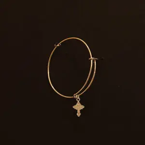 Bangle Bracelet, Pure Silver, with Small 4S Serbian Cross